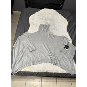 New Simple Vera Womens Gray Poncho Sweater Sleeves Updated Coll Petite L/XL‎